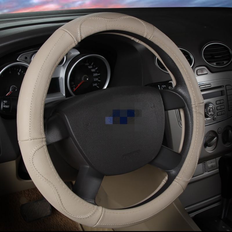 Product Details: Classic Genuine Leather Car Steering Wheel Cover Universal Fit 14.5-15 Inches - Zhe
